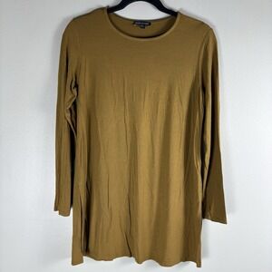 Eileen Fisher Women's Small‎ Brown Round Neck Lagenlook Pullover Long Sleeve Top